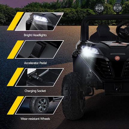 Rigo Kids Ride On Car Electric Toys Cars Headlight Music Remote Control Black.