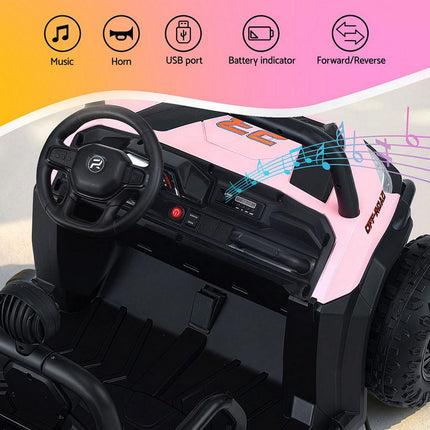 Rigo Kids Ride On Car Electric Toys Cars Headlight Music Remote Control Pink.