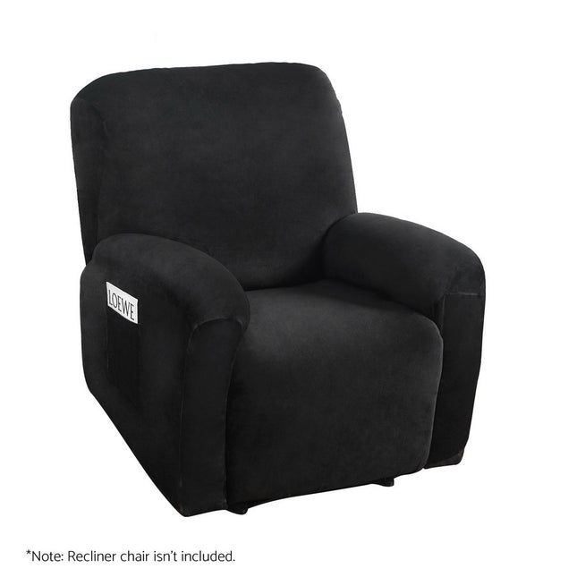 Artiss Recliner Chair Covers 1 Seater Velvet Black.