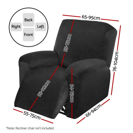 Artiss Recliner Chair Covers 1 Seater Velvet Black.
