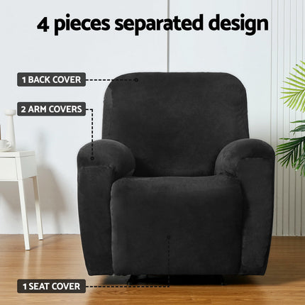 Artiss Recliner Chair Covers 1 Seater Velvet Black.