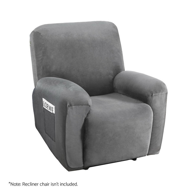 Artiss Recliner Chair Covers 1 Seater Velvet Grey.