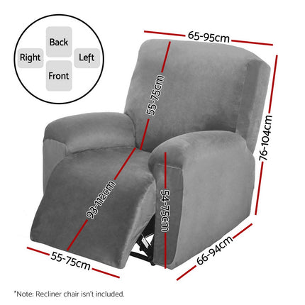 Artiss Recliner Chair Covers 1 Seater Velvet Grey.