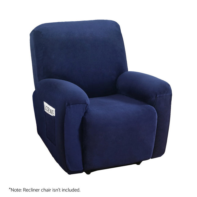 Artiss Recliner Chair Covers 1 Seater Velvet Navy.