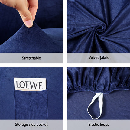 Artiss Recliner Chair Covers 1 Seater Velvet Navy.