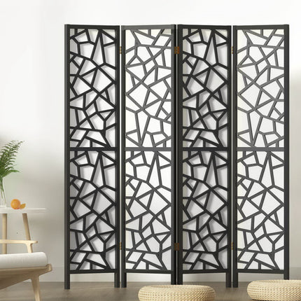 Artiss 4 Panel Room Divider Screen 162x170cm Clover Black.