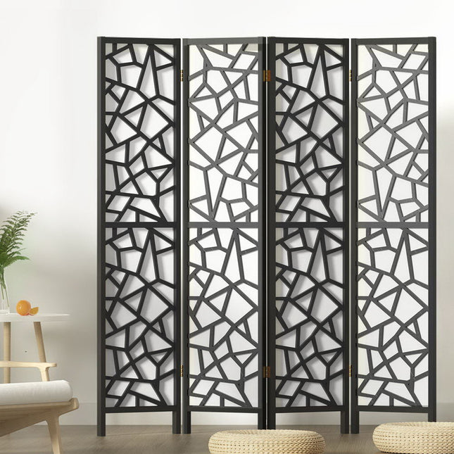 Artiss 4 Panel Room Divider Screen 162x170cm Clover Black.