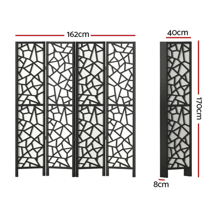 Artiss 4 Panel Room Divider Screen 162x170cm Clover Black.