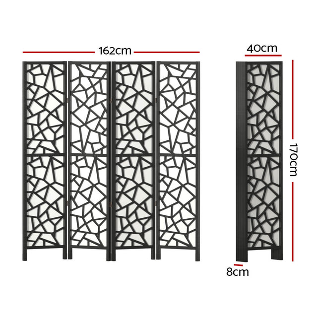 Artiss 4 Panel Room Divider Screen 162x170cm Clover Black.