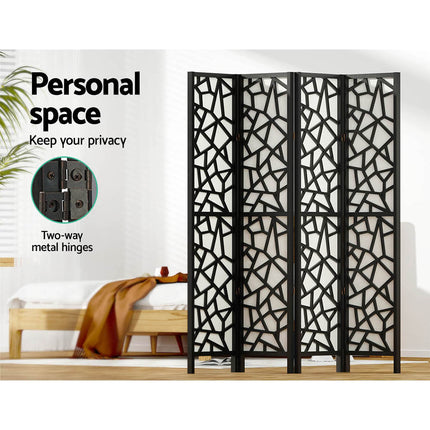 Artiss 4 Panel Room Divider Screen 162x170cm Clover Black.