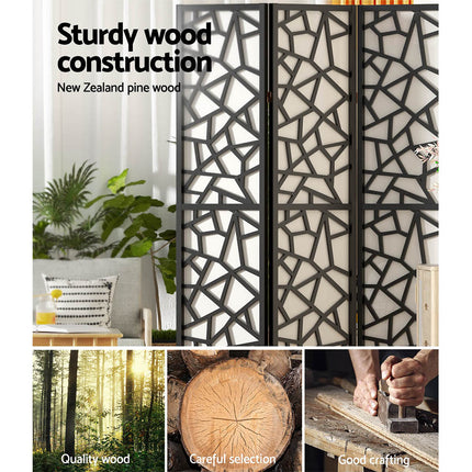 Artiss 4 Panel Room Divider Screen 162x170cm Clover Black.