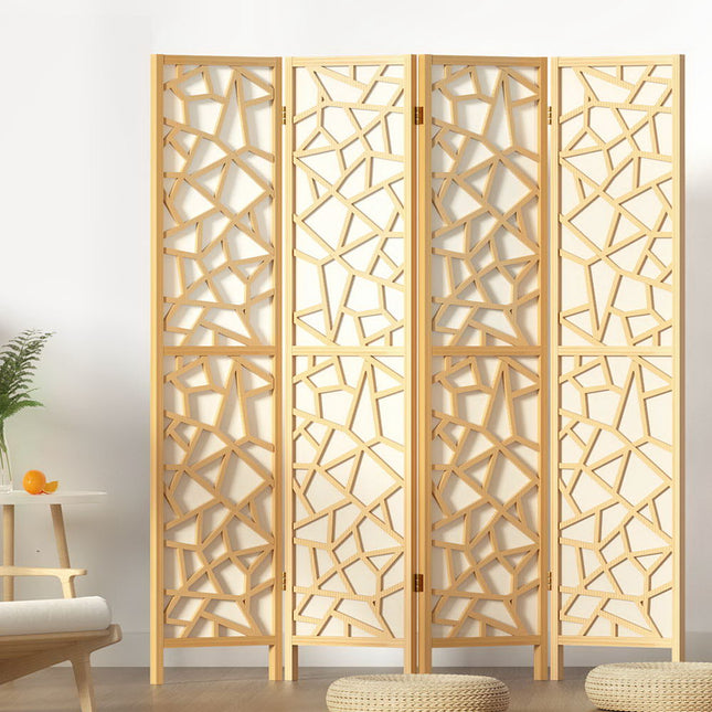 Artiss 4 Panel Room Divider Screen 162x170cm Clover Natural.
