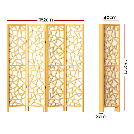 Artiss 4 Panel Room Divider Screen 162x170cm Clover Natural.