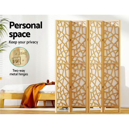 Artiss 4 Panel Room Divider Screen 162x170cm Clover Natural.