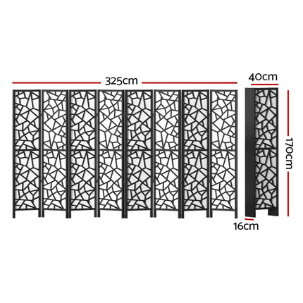 Artiss 8 Panel Room Divider Screen 325x170cm Clover Black.