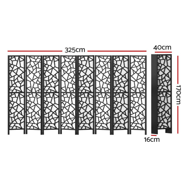 Artiss 8 Panel Room Divider Screen 325x170cm Clover Black.