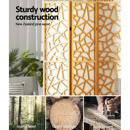 Artiss 8 Panel Room Divider Screen 325x170cm Clover Natural.