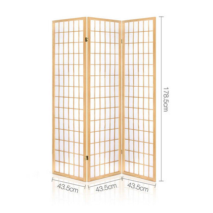 Artiss 3 Panel Room Divider Screen 131x179cm Natural.