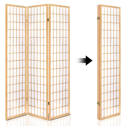 Artiss 4 Panel Room Divider Screen 174x179cm Natural.
