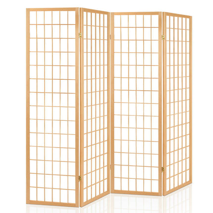 Artiss 4 Panel Room Divider Screen 174x179cm Natural.