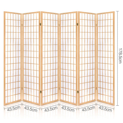 Artiss 6 Panel Room Divider Screen 261x179cm Natural.