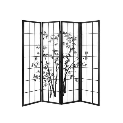 Artiss 4 Panel Room Divider Screen 174x179cm Bamboo Black White.