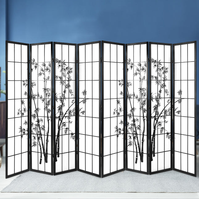 Artiss 8 Panel Room Divider Screen 348x179cm Bamboo Black White.