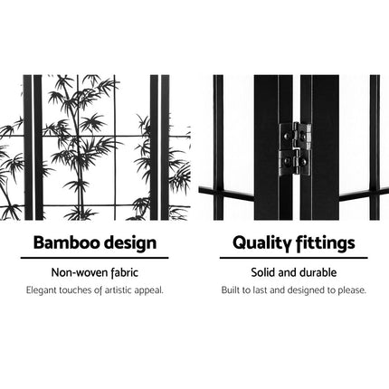 Artiss 8 Panel Room Divider Screen 348x179cm Bamboo Black White.