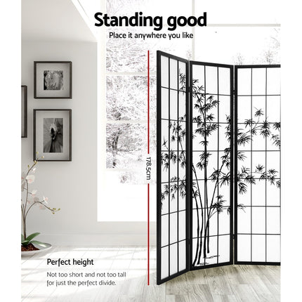 Artiss 8 Panel Room Divider Screen 348x179cm Bamboo Black White.