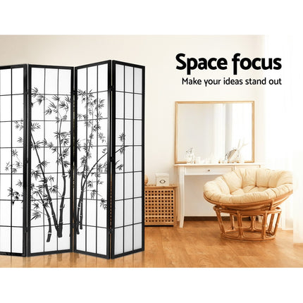 Artiss 8 Panel Room Divider Screen 348x179cm Bamboo Black White.