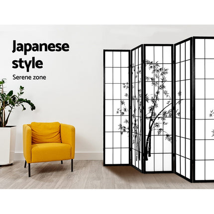 Artiss 8 Panel Room Divider Screen 348x179cm Bamboo Black White.