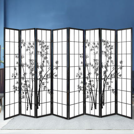 Artiss 8 Panel Room Divider Screen 348x179cm Bamboo Black White.