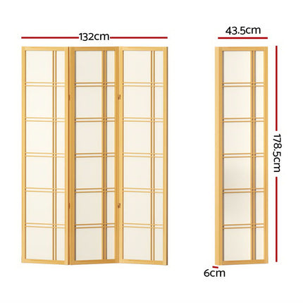 Artiss 3 Panel Room Divider Screen 132x179cm Nova Natural.