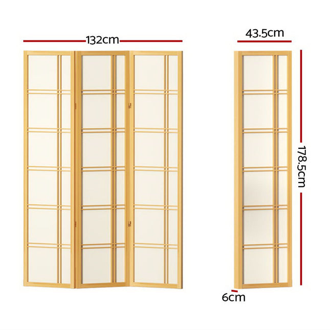 Artiss 3 Panel Room Divider Screen 132x179cm Nova Natural.