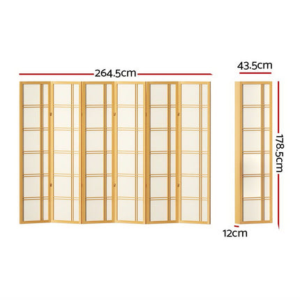 Artiss 6 Panel Room Divider Screen 265x179cm Nova Natural.