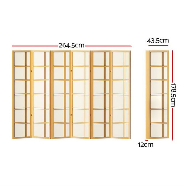 Artiss 6 Panel Room Divider Screen 265x179cm Nova Natural.