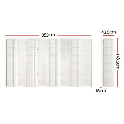 Artiss 8 Panel Room Divider Screen 353x179cm Nova White.
