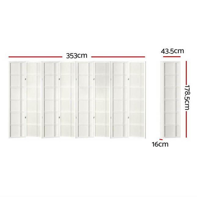 Artiss 8 Panel Room Divider Screen 353x179cm Nova White.