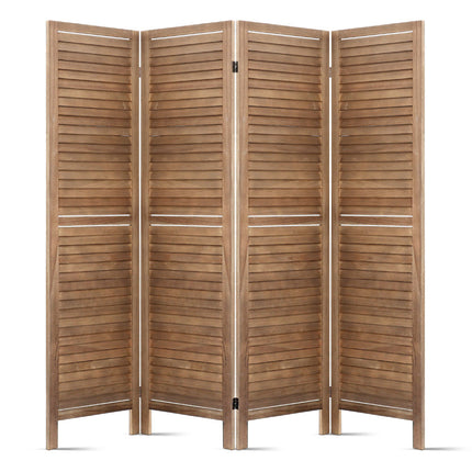 Artiss 4 Panel Room Divider Screen 160x170cm Louver Oak.