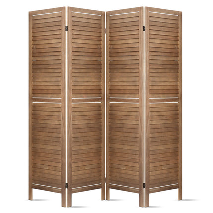 Artiss 4 Panel Room Divider Screen 160x170cm Louver Oak.