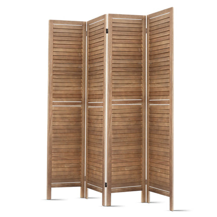Artiss 4 Panel Room Divider Screen 160x170cm Louver Oak.