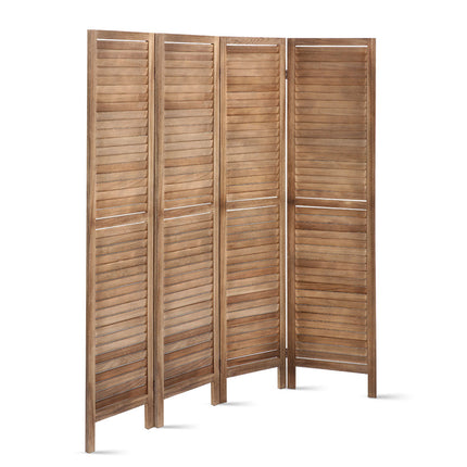 Artiss 4 Panel Room Divider Screen 160x170cm Louver Oak.