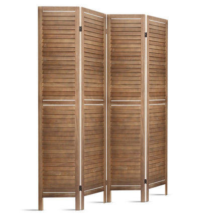 Artiss 4 Panel Room Divider Screen 160x170cm Louver Oak.