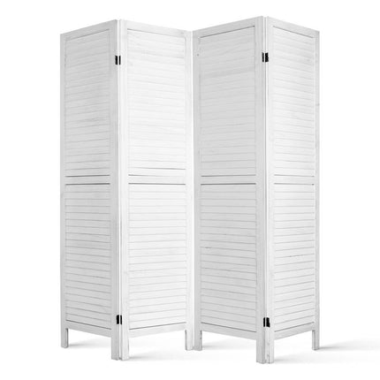 Artiss 4 Panel Room Divider Screen 163x170cm Louver White.