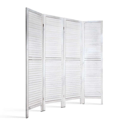 Artiss 4 Panel Room Divider Screen 163x170cm Louver White.