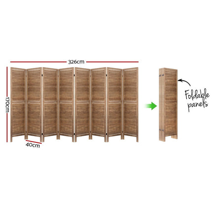 Artiss 8 Panel Room Divider Screen 326x170cm Louver Oak.