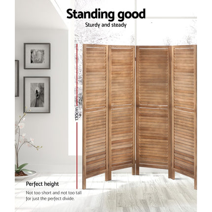 Artiss 8 Panel Room Divider Screen 326x170cm Louver Oak.