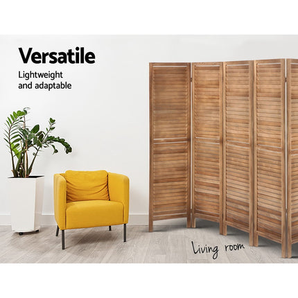 Artiss 8 Panel Room Divider Screen 326x170cm Louver Oak.