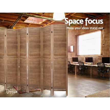 Artiss 8 Panel Room Divider Screen 326x170cm Louver Oak.