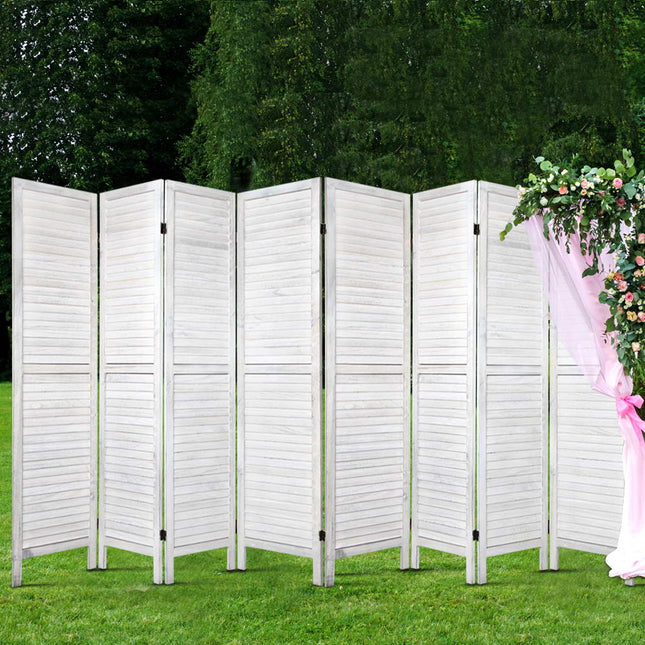 Artiss 8 Panel Room Divider Screen 326x170cm Louver White.